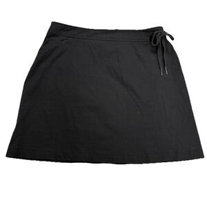 Athleta Wrap Mini Skirt Size Small Black - Zip Pocket Side Tie Adjustable Waist